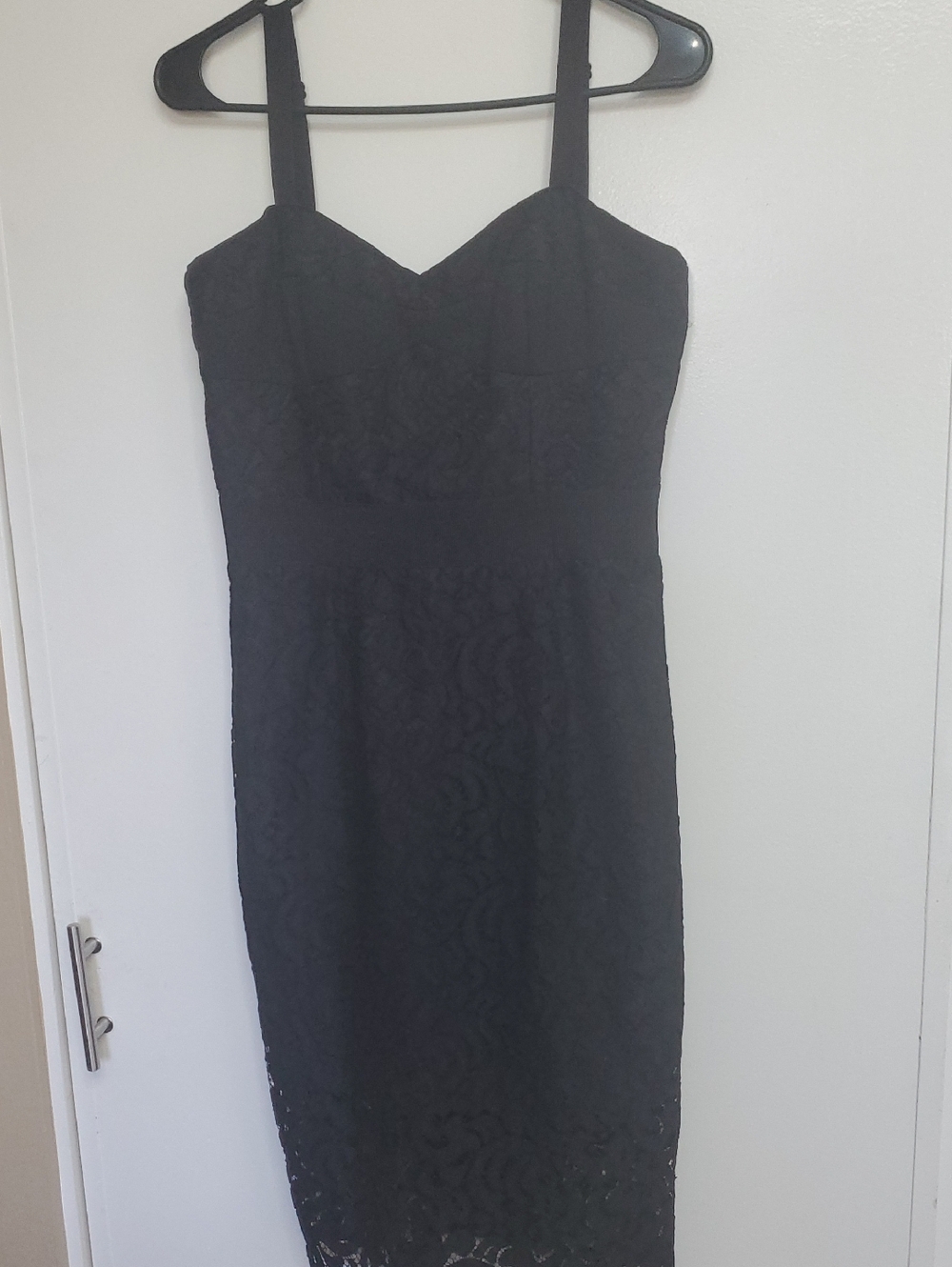 Milly Black Lace Midi Dress with Sweetheart Bodice